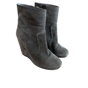 Prada wedge ankle boots women’s size 37 gray suede designer classic